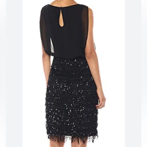 Calvin Klein Women's Chiffon & Sequins Blouson Dress - Black Size 4 Nwt - Picture 1 of 7